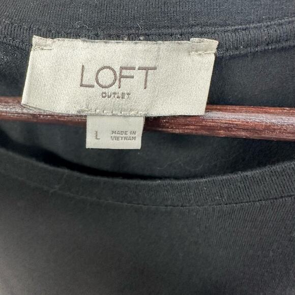 Ann Taylor LOFT Outlet Basic Black Knit Shift Dress Large Casual Minimalist Norm - Picture 5 of 6